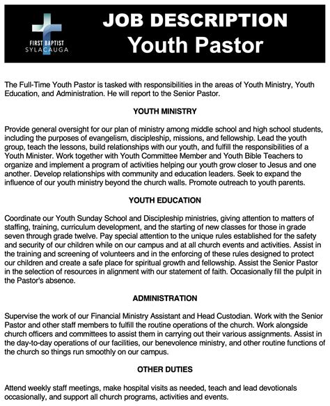 Job Descriptions | Sylacauga First Baptist Church