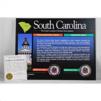 P D Colorized South Carolina State Commemorative Quarters On