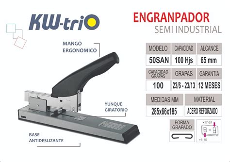 Engrapador Semi Industrial P 100 Hojas Kwtrio 50san S 75 00 En