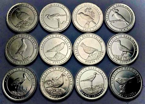 Turkey Anatolian Bird Species Pcs Coin Set Kurus Unc