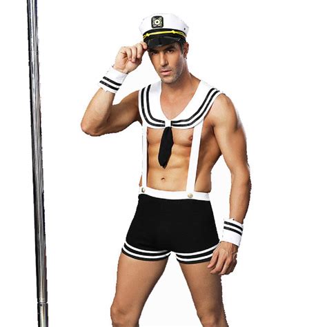 Amazon Kaku Men Sailor Costume Outfit Sexy Cosplay Police Underwear Lingerie Sailor Costume