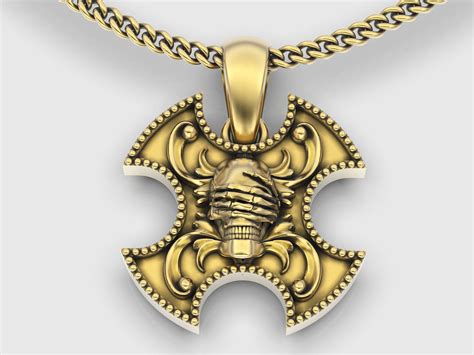 Skull Cross Pendant Gold Printable Jewelry 3d Model 3d Model 3d Printable Cgtrader