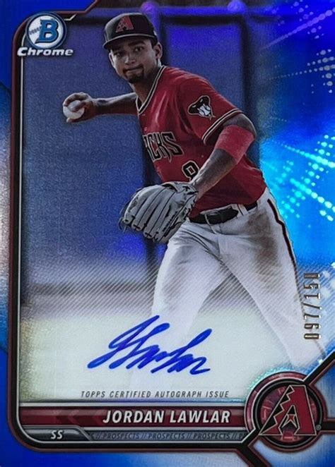 Jordan Lawlar 2022 Bowman Chrome Prospect Auto Blue Refractor Cpa