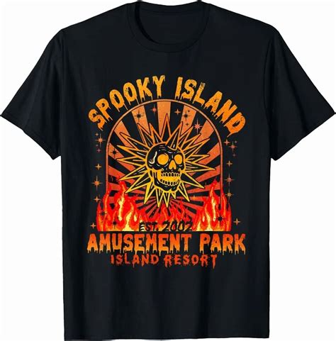 DOVU Spooky Island Est 2002 Amusement Park Skull Hal Low Een Funny T Shirt Unisex S 5XL Hot
