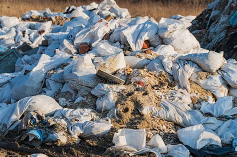 Various Construction Debris at the Landfill. Construction Bags Filled ...