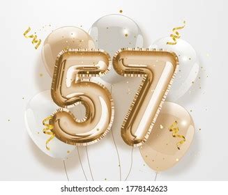 Happy 57th Birthday Gold Foil Balloon Stock Illustration 1778142623