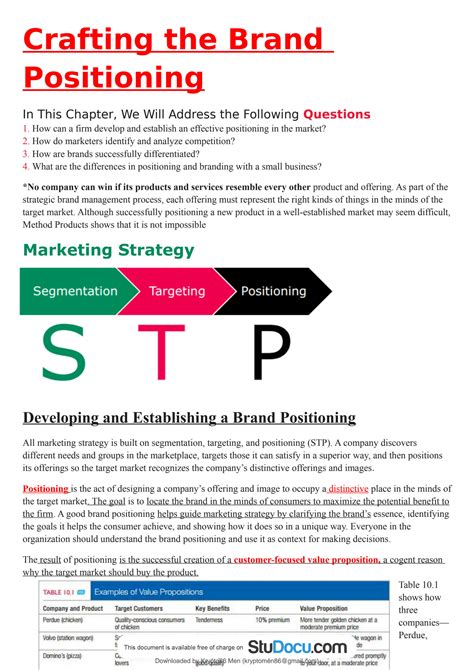 Solution Chapter Crafting The Brand Positioning Studypool