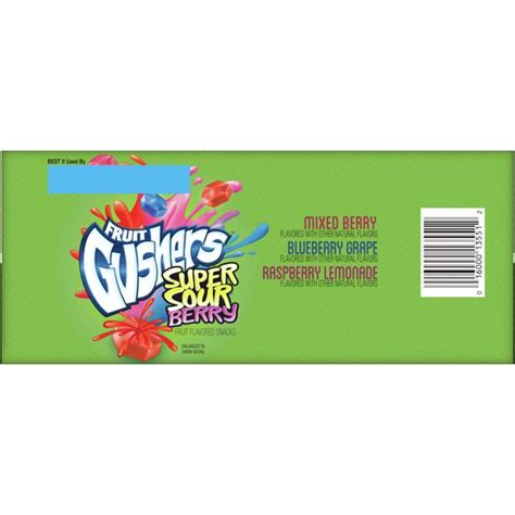 Gushers Fruit Flavored Snacks Super Sour Berry Gluten Free 425 Oz