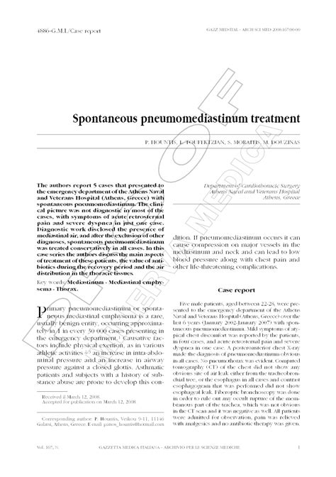 (PDF) Spontaneous pneumomediastinum treatment