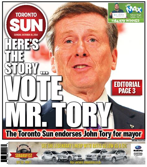 Toronto Sun on Twitter: "Toronto Sun endorses John Tory for mayor. http://t.co/98fsCQvKdb # ...