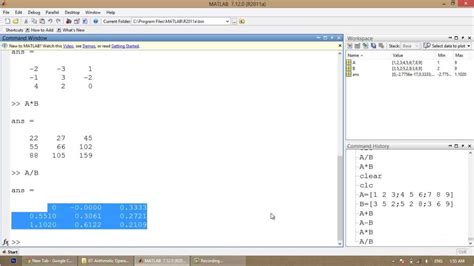 Matlab 10 Arithmetic Operations On Arrays Part 1 Youtube