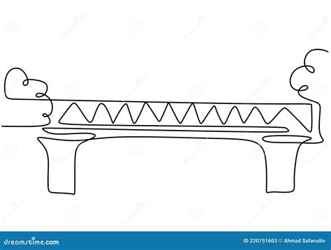 Giant Bridge Over River Continuous One Line Of Bridge Drawing Design