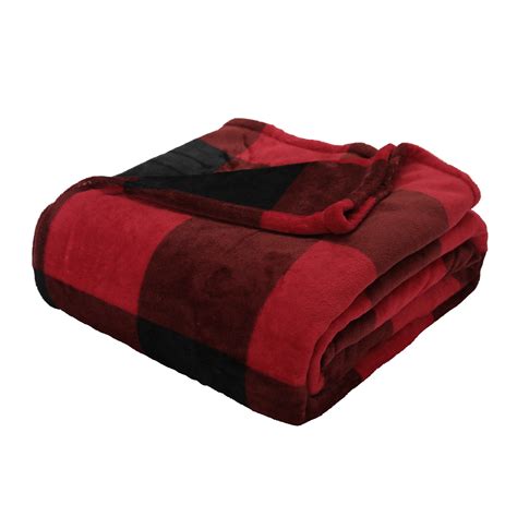 Mainstays Super Soft Plush Blanket Full Queen Red Plaid