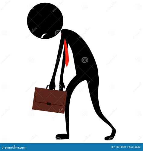 Illustration of Stick Figure Silhouette Business Man Feeling Tired Stock Vector - Illustration ...