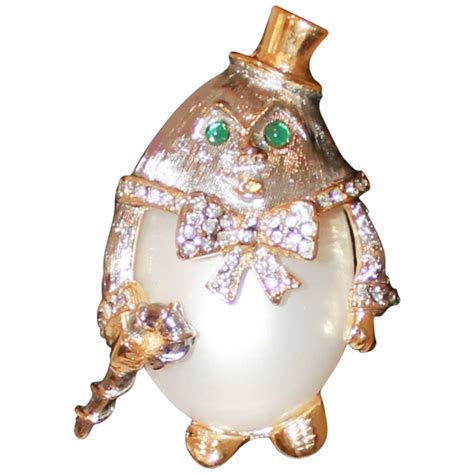 Kenneth Jay Lane Vintage Humpty Dumpty Brooch Circa S At