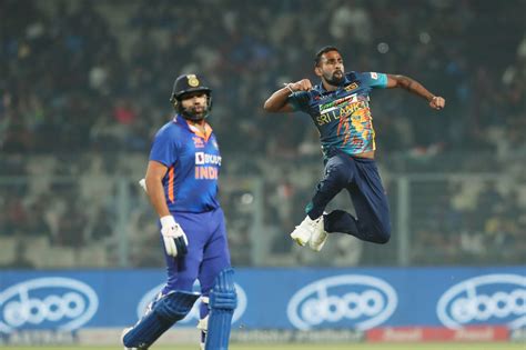 Chamika Karunaratne exults after dismissing Rohit Sharma | ESPNcricinfo.com