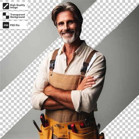 Retrato Psd De Un Anciano Trabajador En Fondo Transparente Con Capa De