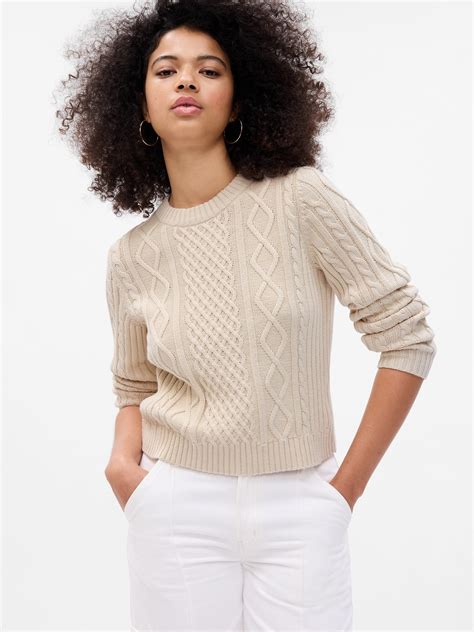 Cropped Cable Knit Sweater Gap