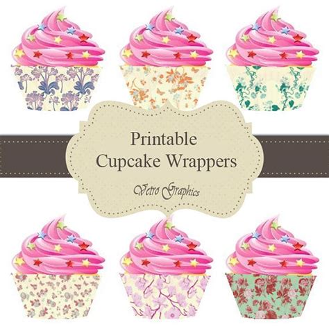 Cupcake Wrappers Vintage Design Printable Project Cupcake Wrappers