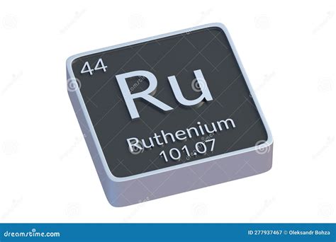 Ruthenium Ru Chemical Element Of Periodic Table Isolated On White