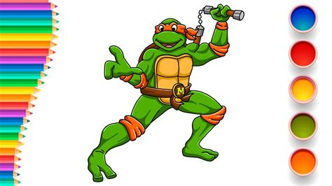 How To Draw Michelangelo Ninja Turtle For Kids Youtube