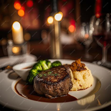 Premium Photo | Perfectly cooked rib eye steak with mashed potatoes