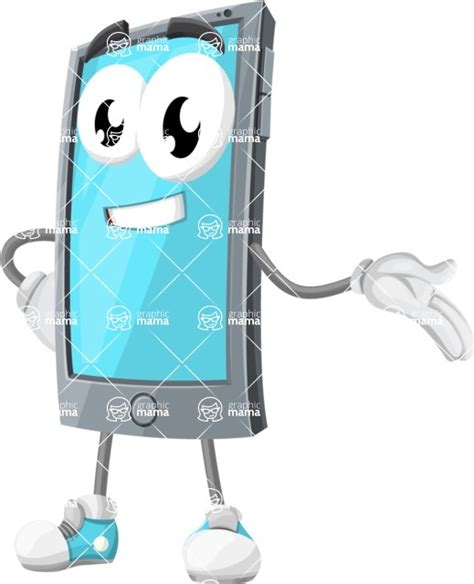 Smart Phone Cartoon Vector Character Aka Smarty Callen Showing With A Smile Graphicmama