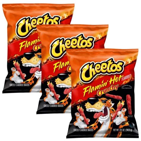 CHEETOS CRUNCHY FLAMIN Hot Cheese Flavored Snack Chips 9 Oz 3 Pack 55 94 PicClick CA