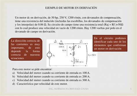 Ejercicio de Motor en derivación 1 Para este motor se pide encontrar