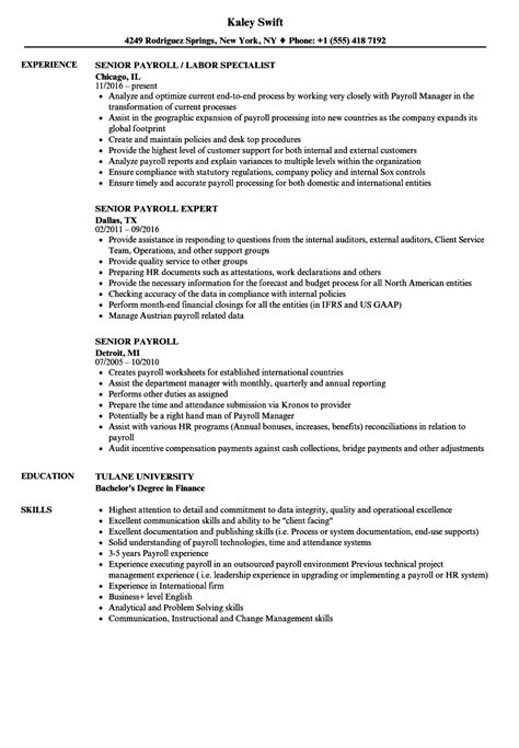 Payroll Specialist Resume Sample