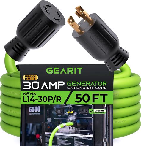 GearIT 30 Generator Extension Cord 50 Feet 4 Prong 120 250 Volt