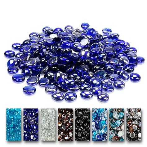 Grisun Fire Glass Beads for Fire Pit - 1/2 inch Cobalt Blue Reflective ...