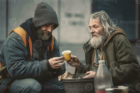 Homeless people eating food. Generate Ai 29770295 Stock Photo at Vecteezy