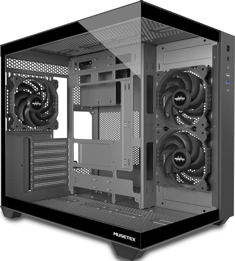 MUSETEX PC Gehäuse ATX, 3 Non-LED Lüfter vorinstalliert, 360MM Rad ... 
