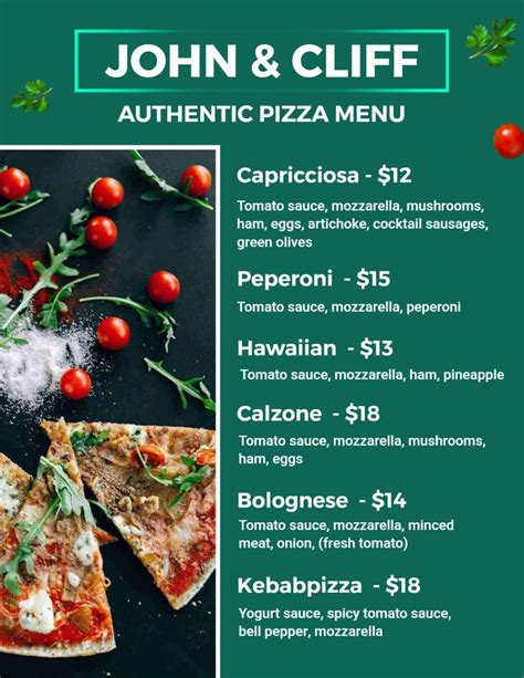 Pizza Menu Design Ideas, Examples & Samples