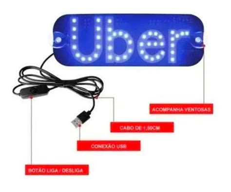 Placa Painel Luminoso V Led Uber Ventosas Cabo Usb Mercadolivre