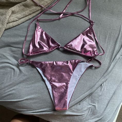Pink Metallic Like Shiny Kind Of Holographic Bikini Depop