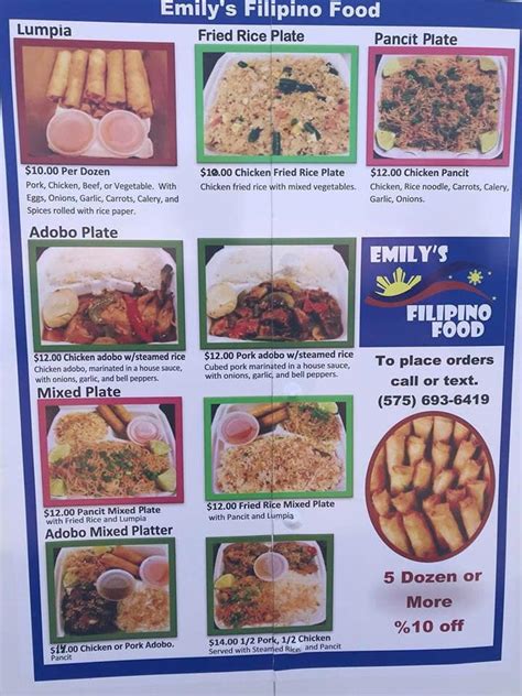 Emilys Filipino Food Truck Menu Clovis New Mexico