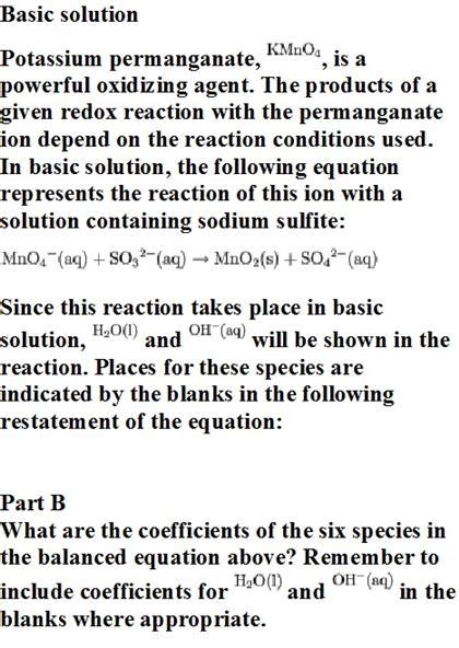 Solved Basic Solution Potassium Permanganate Kmno4 Is A