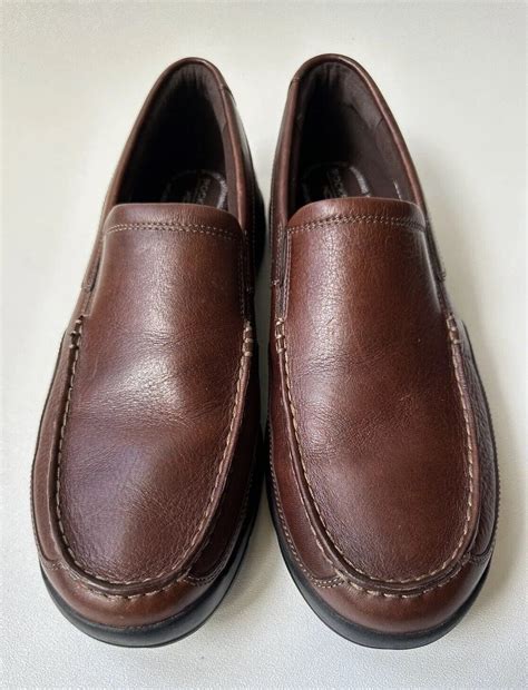 Rockport Xcs Mens Junction Point Brown Leather Loafers Shoes H79442 Size 11 M Ebay