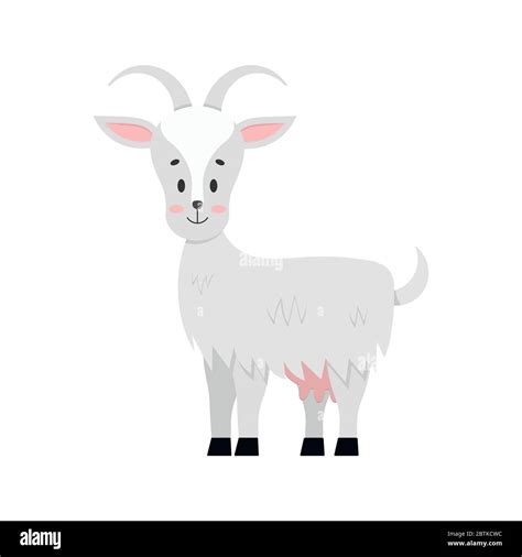 Cute Farm Goat Vector Icon Isolated On White Background Stock Vector