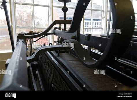 Framework knitting machine at the Framework Knitters Museum, Ruddington, Nottingham, England, UK ...