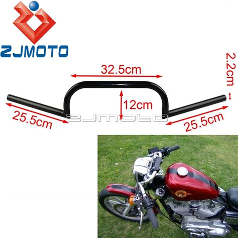 ZJMOTO Black Cafe Racer Billet Handlebars Dyna Handle Bar Cruiser Chopper 7/8" Handlebars ...