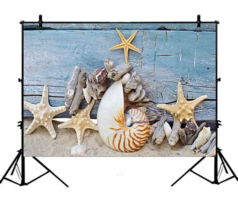 X Ft Summer Beach With Starfish Sea Shells Polyester Photography