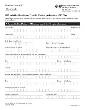 Fillable Online Individual Enrollment Form For Medicare Advantage