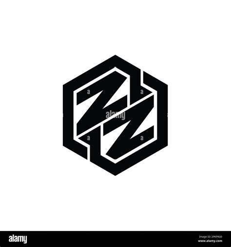 Zz Logo Monogram Gaming With Hexagon Geometric Shape Design Template