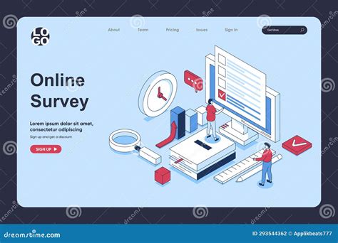 Online Survey Concept In 3d Isometric Design For Landing Page Template ...