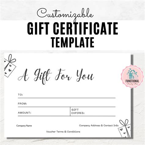 Custom T Certificate Editable T Voucher Template Create Your Own