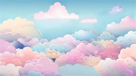 Premium Photo | Clouds wallpaper with cute cartoon on a sky in the ...