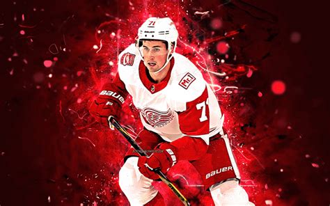 Download Wallpapers Dylan Larkin Hockey Players Detroit Red Wings